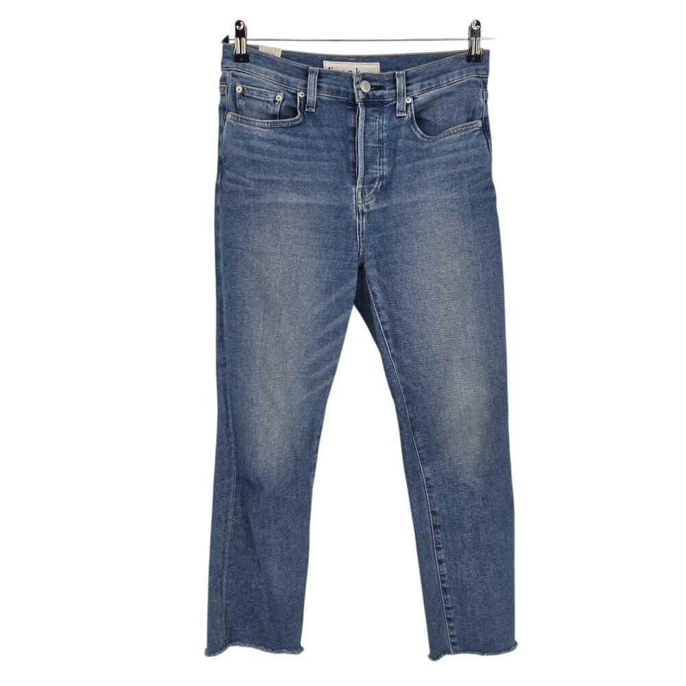 Frank & Eileen Antique Blue Cork Frayed Crop High Rise Button Fly Jeans Size 28